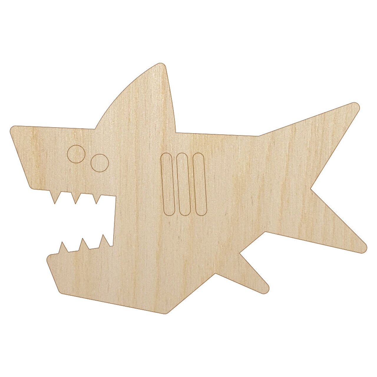 Shark Doodle Unfinished Wood Shape Piece Cutout for DIY Craft Projects